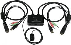 StarTech.com Conmutador Switch KVM 2 puertos HDMI USB Audio con Cables Integrados - 1080p