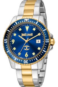 Reloj de pulsera Just Cavalli Just Cavalli Young Uomo Per Lui - JC1G246M0075 correa color: Gris plata Oro amarillo Dial Azul Hombre