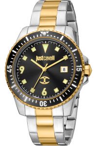Reloj de pulsera Just Cavalli Just Cavalli Young Uomo Per Lui - JC1G246M0085 correa color: Gris plata Oro amarillo Dial Negro Hombre