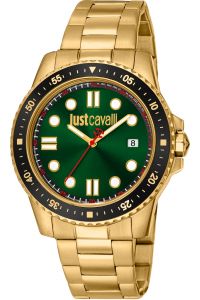 Reloj de pulsera Just Cavalli Young Subacqueo - JC1G246M0265 correa color: Oro amarillo Dial Verde botella Hombre