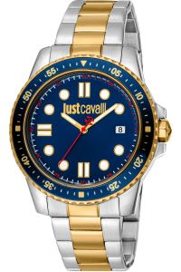 Reloj de pulsera Just Cavalli Just Cavalli Young Uomo Per Lui - JC1G246M0275 correa color: Gris plata Oro amarillo Dial Azul Hombre