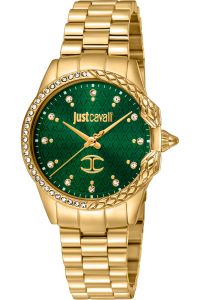 Reloj de pulsera Just Cavalli Animalier Diva - JC1L095M0365 correa color: Oro amarillo Dial Verde botella Mujer