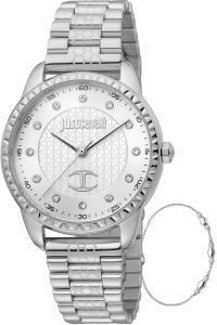 Reloj de pulsera Just Cavalli SET Regali - JC1L176M0045 correa color: Gris plata Dial Gris plata Hombre