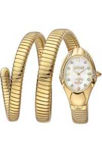 OUTLET Reloj de pulsera Just Cavalli Signature Snake Nobile - JC1L185M0015 correa color: Oro amarillo Dial Mother of Pearl Nácar Blanco antiguo Mujer
