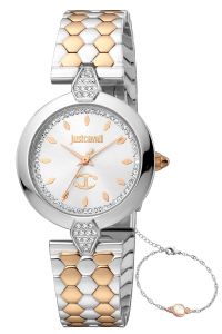 Reloj de pulsera Just Cavalli Glam Chic Donna moderna - JC1L194M0095 correa color: Gris plata Oro rosa Dial Gris plata Mujer