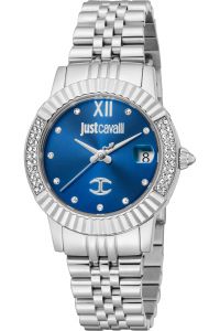 Reloj de pulsera Just Cavalli Just Cavalli Glam Chic Glam - JC1L199M0015 correa color: Gris plata Dial Metal Azul Mujer