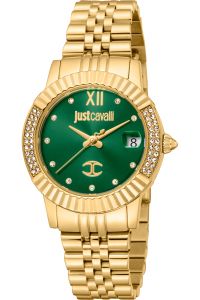 Reloj de pulsera Just Cavalli Just Cavalli Glam Chic Glam - JC1L199M0035 correa color: Oro amarillo Dial Metal Verde botella Mujer