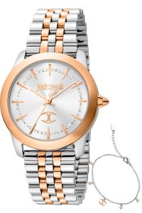 Reloj de pulsera Just Cavalli SET Glam Creazione - JC1L211M0115 correa color: Gris plata Oro rosa Dial Metal Gris plata Mujer