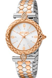 Reloj de pulsera Just Cavalli Animalier Trama Doppio - JC1L213M0105 correa color: Gris plata Oro rosa Dial Gris plata Mujer