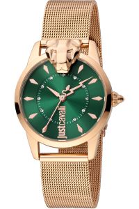 Reloj de pulsera Just Cavalli Animalier Donna delicatezza - JC1L220M0075 correa color: Oro rosa Dial Metal Verde botella Mujer