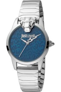 Reloj de pulsera Just Cavalli Animalier Donna Graziosa - JC1L220M0225 correa color: Gris plata Dial Azul noche Mujer