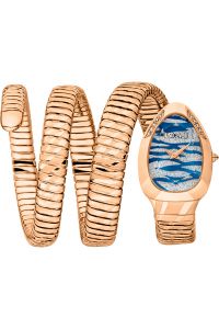 Reloj de pulsera Just Cavalli Signature Snake Serpente taglio - JC1L226M0045 correa color: Oro rosa Dial Azul noche Hombre