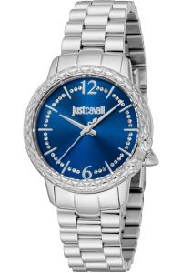 Reloj de pulsera Just Cavalli Just Cavalli Animalier Tenacious - JC1L233M0015 correa color: Gris plata Dial Azul Mujer