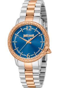 Reloj de pulsera Just Cavalli Just Cavalli Animalier Tenacious - JC1L233M0065 correa color: Gris plata Oro rosa Dial Azul Mujer