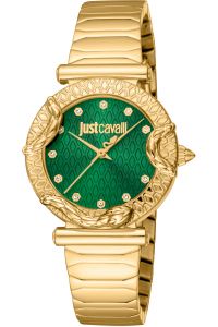 Reloj de pulsera Just Cavalli Animalier Atrani - JC1L234M0235 correa color: Oro amarillo Dial Verde botella Mujer