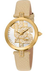 Reloj de pulsera Just Cavalli Glam Chic Maiuscola - JC1L241L0025 correa color: Beige Dial Gris plata Hombre