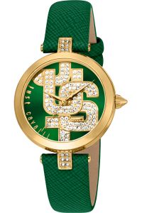 Reloj de pulsera Just Cavalli Glam Chic Maiuscola - JC1L241L0035 correa color: Verde botella Dial Verde botella Hombre