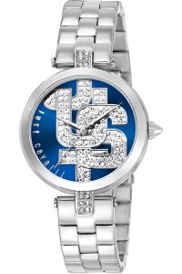 Reloj de pulsera Just Cavalli Glam Chic Maiuscola - JC1L241M0045 correa color: Gris plata Dial Azul noche Hombre