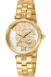 Reloj de pulsera Just Cavalli Glam Chic Maiuscola - JC1L241M0055 correa color: Oro amarillo Dial Gris plata Hombre