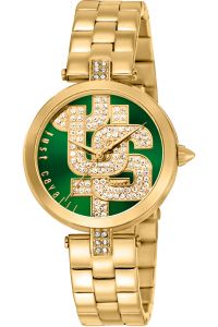 Reloj de pulsera Just Cavalli Glam Chic Maiuscola - JC1L241M0065 correa color: Oro amarillo Dial Verde botella Hombre
