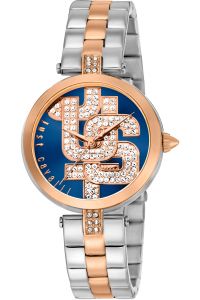 Reloj de pulsera Just Cavalli Glam Chic Maiuscola - JC1L241M0105 correa color: Oro rosa Gris plata Dial Azul noche Hombre