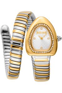 Reloj de pulsera Just Cavalli Just Cavalli Signature Snake Wait - JC1L249M0055 correa color: Gris plata Oro amarillo Dial Gris plata Mujer