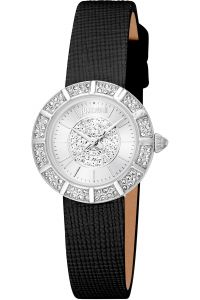 Reloj de pulsera Just Cavalli Glam Chic Eleganza Mini - JC1L253L0015 correa color: Negro Dial Gris plata Hombre