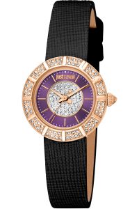 Reloj de pulsera Just Cavalli Glam Chic Eleganza Mini - JC1L253L0035 correa color: Negro Dial Gris plata Hombre