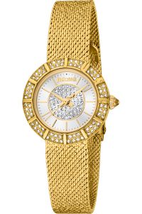 Reloj de pulsera Just Cavalli Glam Chic Eleganza Mini - JC1L253M0055 correa color: Negro Dial Gris plata Hombre
