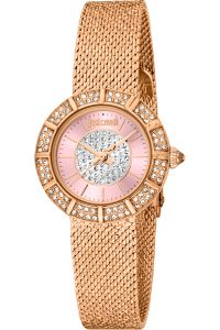 Reloj de pulsera Just Cavalli Glam Chic Eleganza Mini - JC1L253M0085 correa color: Negro Dial Gris plata Hombre