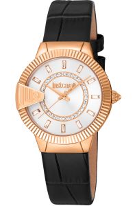 Reloj de pulsera Just Cavalli Glam Chic Puntale - JC1L256L0035 correa color: Negro Dial Gris plata Mujer