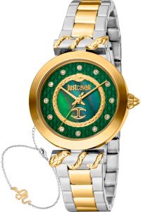 Reloj de pulsera Just Cavalli SET Donna luce - JC1L257M0065 correa color: Gris plata Oro amarillo Dial Mother of Pearl Nácar Verde botella Hombre