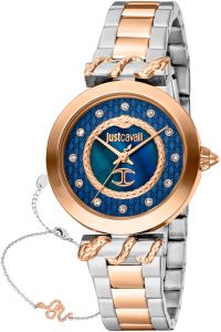 Reloj de pulsera Just Cavalli SET Donna luce - JC1L257M0085 correa color: Gris plata Oro rosa Dial Mother of Pearl Nácar Azul noche Mujer