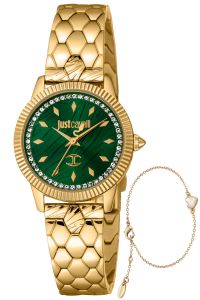 Reloj de pulsera Just Cavalli Just Cavalli SET Cuore Set - JC1L258M0065 correa color: Oro amarillo Dial Verde botella Mujer