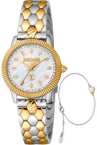 Reloj de pulsera Just Cavalli - JC1L258M0085 correa color: Oro amarillo Gris plata Dial Mother of Pearl Nácar Blanco antiguo Hombre