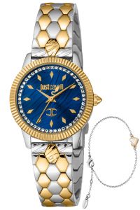Reloj de pulsera Just Cavalli Just Cavalli SET Cuore Set - JC1L258M0095 correa color: Gris plata Oro amarillo Dial Azul Mujer