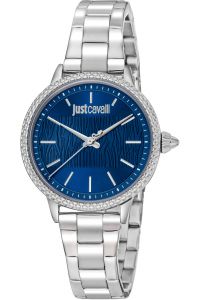 Reloj de pulsera Just Cavalli Animalier Miraggio - JC1L259M0045 correa color: Gris plata Dial Azul noche Mujer