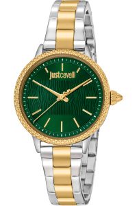 Reloj de pulsera Just Cavalli Animalier Miraggio - JC1L259M0085 correa color: Oro amarillo Gris plata Dial Verde botella Hombre
