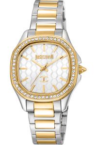 Reloj de pulsera Just Cavalli Glam Chic Quadro - JC1L263M0085 correa color: Gris plata Oro amarillo Dial Gris plata Mujer