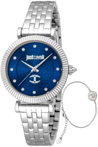 Reloj de pulsera Just Cavalli Just Cavalli SET Unleashed - JC1L266M0015 correa color: Gris plata Dial Azul Mujer