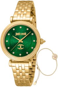 Reloj de pulsera Just Cavalli Just Cavalli SET Unleashed - JC1L266M0035 correa color: Oro amarillo Dial Verde botella Mujer
