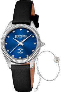 Reloj de pulsera Just Cavalli SET Pacentro - JC1L267L0015 correa color: Negro Dial Azul noche Mujer