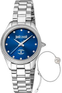 Reloj de pulsera Just Cavalli SET Pacentro - JC1L267M0045 correa color: Gris plata Dial Azul noche Mujer