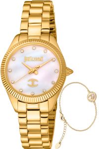 Reloj de pulsera Just Cavalli SET Pacentro - JC1L267M0055 correa color: Oro amarillo Dial Mother of Pearl Blanco perla Mujer