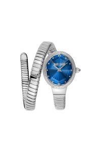 Reloj de pulsera Just Cavalli Signature Snake Ardea - JC1L268M0015 correa color: Gris plata Dial Azul Mujer