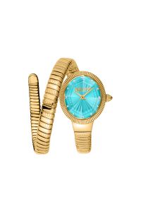 Reloj de pulsera Just Cavalli Signature Snake Ardea - JC1L268M0035 correa color: Oro amarillo Dial Turquesa Mujer