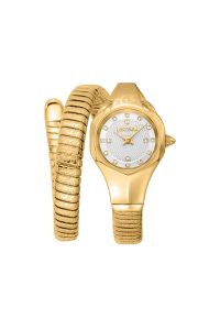 Reloj de pulsera Just Cavalli Signature Snake Amalfi - JC1L270M0025 correa color: Oro amarillo Dial Metal Gris plata Mujer