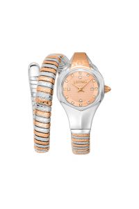 Reloj de pulsera Just Cavalli Signature Snake Amalfi - JC1L270M0065 correa color: Gris plata Oro rosa Dial Metal Oro rosa Mujer