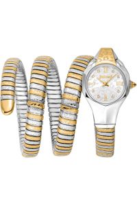 OUTLET Reloj de pulsera Just Cavalli Signature Snake Ravenna - JC1L271M0055 correa color: Gris plata Oro amarillo Dial Gris plata Mujer