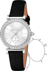 Reloj de pulsera Just Cavalli SET Varenna - JC1L273L0015 correa color: Negro Dial Gris plata Mujer
